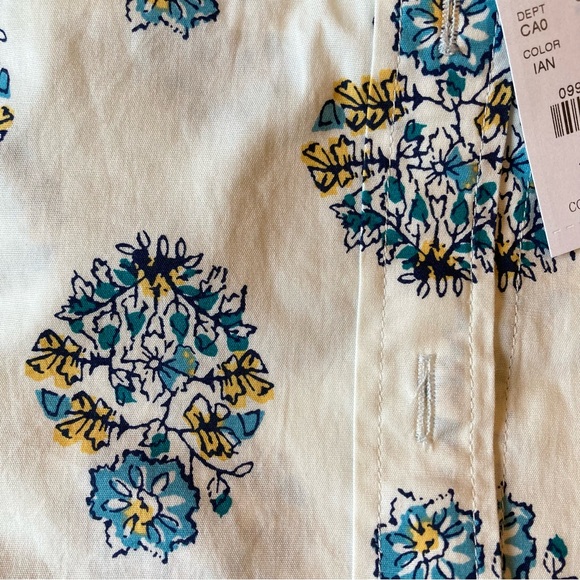 JCREW Cream Blue Yellow Floral Print Button Up Shirt NWT - Picture 3 of 7